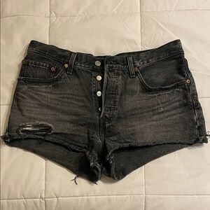 Levi's Black Distressed Jean Shorts
